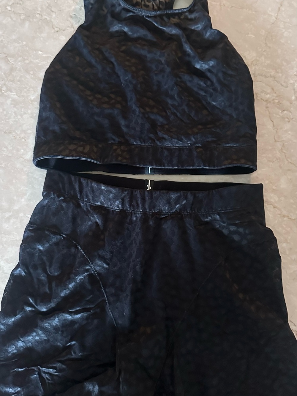 High-Shine Black Women's Shorts with Subtle Pattern